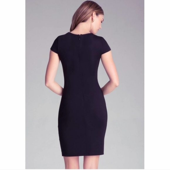 BEBE Vintage Slimming Black White Cap Sleeve Color Block Dress, Size Medium - Picture 3 of 6